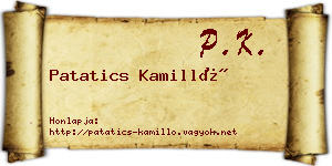 Patatics Kamilló névjegykártya
